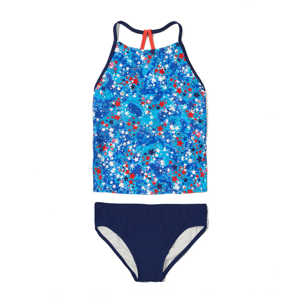 Speedo Girl's Print High Neck Tankini Set