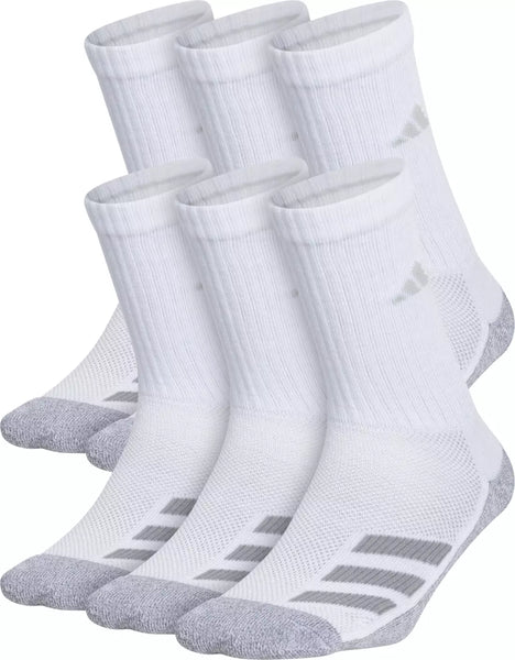 Youth Adidas Angle Stripe Cushioned Crew Sock (6 pk)