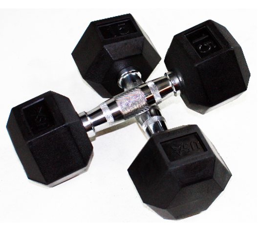 USA 6-Sided Rubber Encased Dumbbells